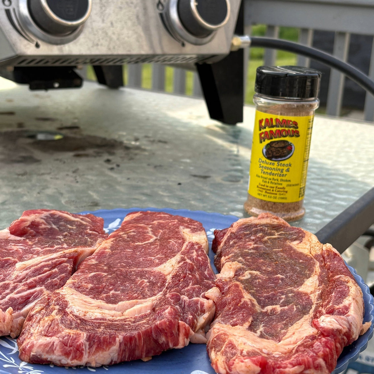 Kalmes Famous Steak Seasoning & Tenderizer Combo and some Ribeyes