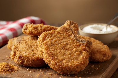 Crispy Fried Pork Chops with SUPERB BLEND Breading Mix