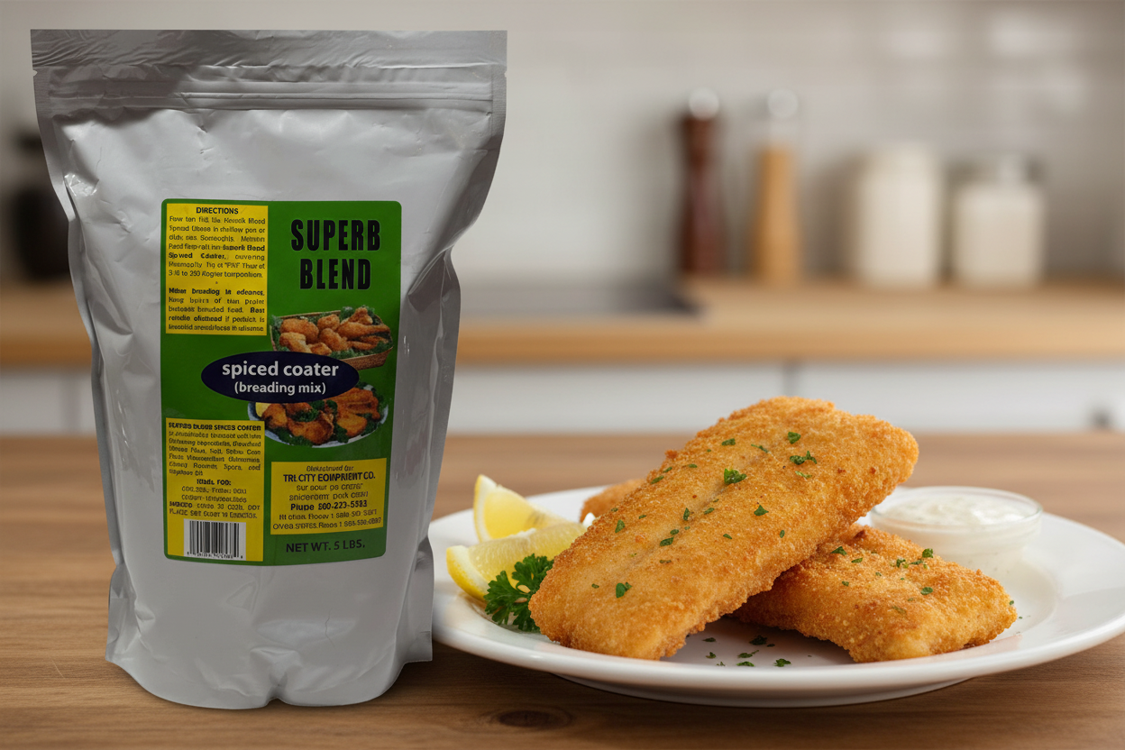 Superb Blend Spiced Coater (Breading Mix) and freshly cooked fish