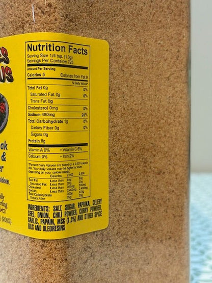 Kalmes Seasoning & Tendreizer Nutrition label