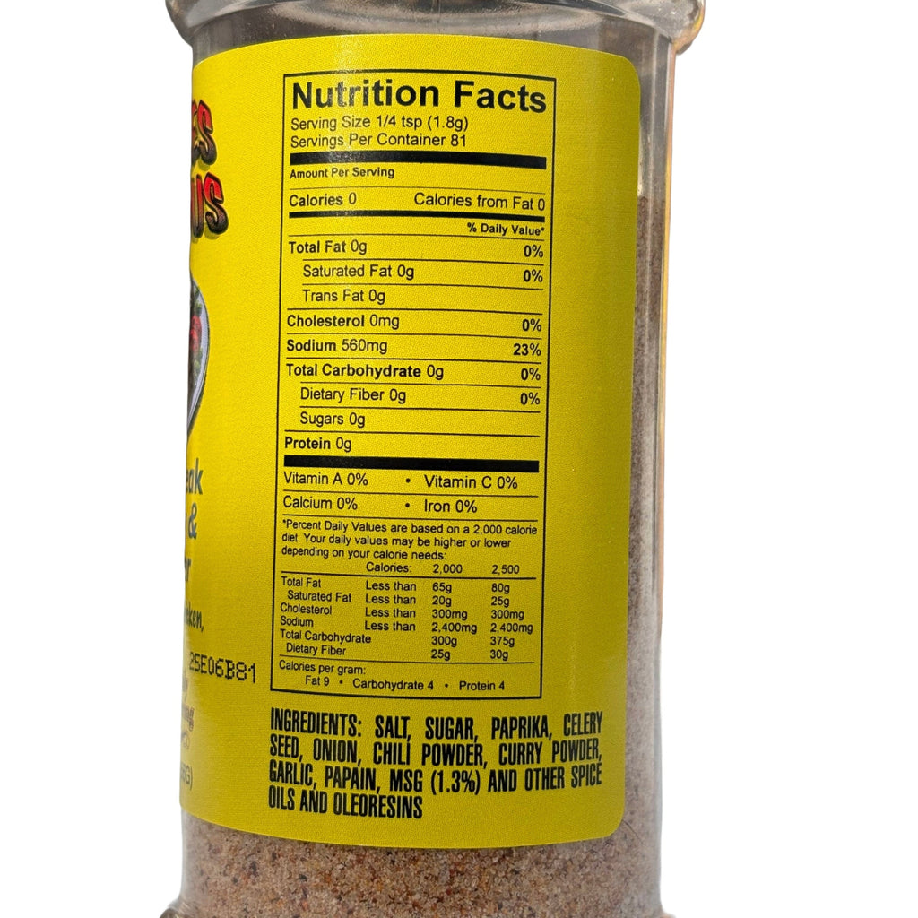 2-in-1 Steak Seasoning & Meat Tenderizer nutrition facts