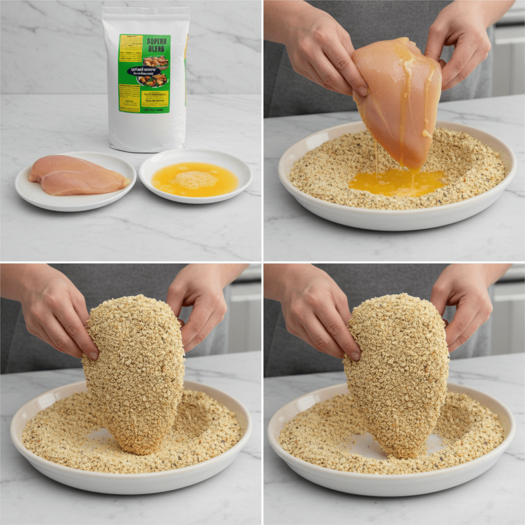 Crispy Coating Mix for Chicken, Pork & Fish" - "Triple Treat Coating Mix - Kalmes Foods