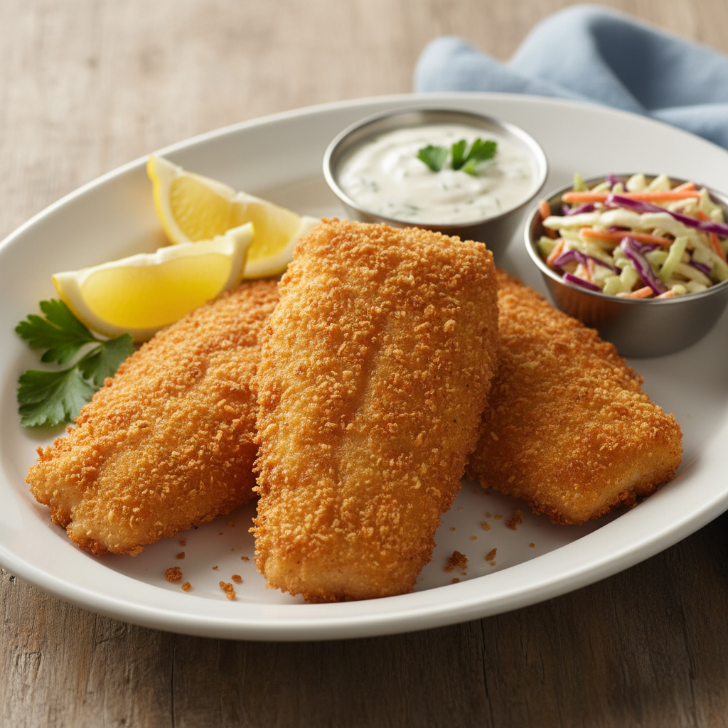 Friday fish fry using Kalmes SUPERB BLEND breading mix — crispy golden coating