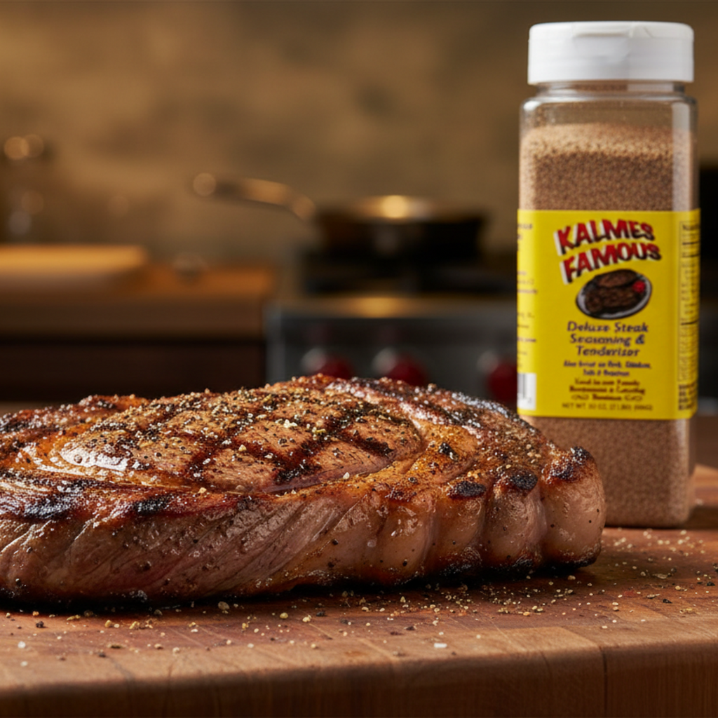 Grilled Steak with Kalmes Bottle