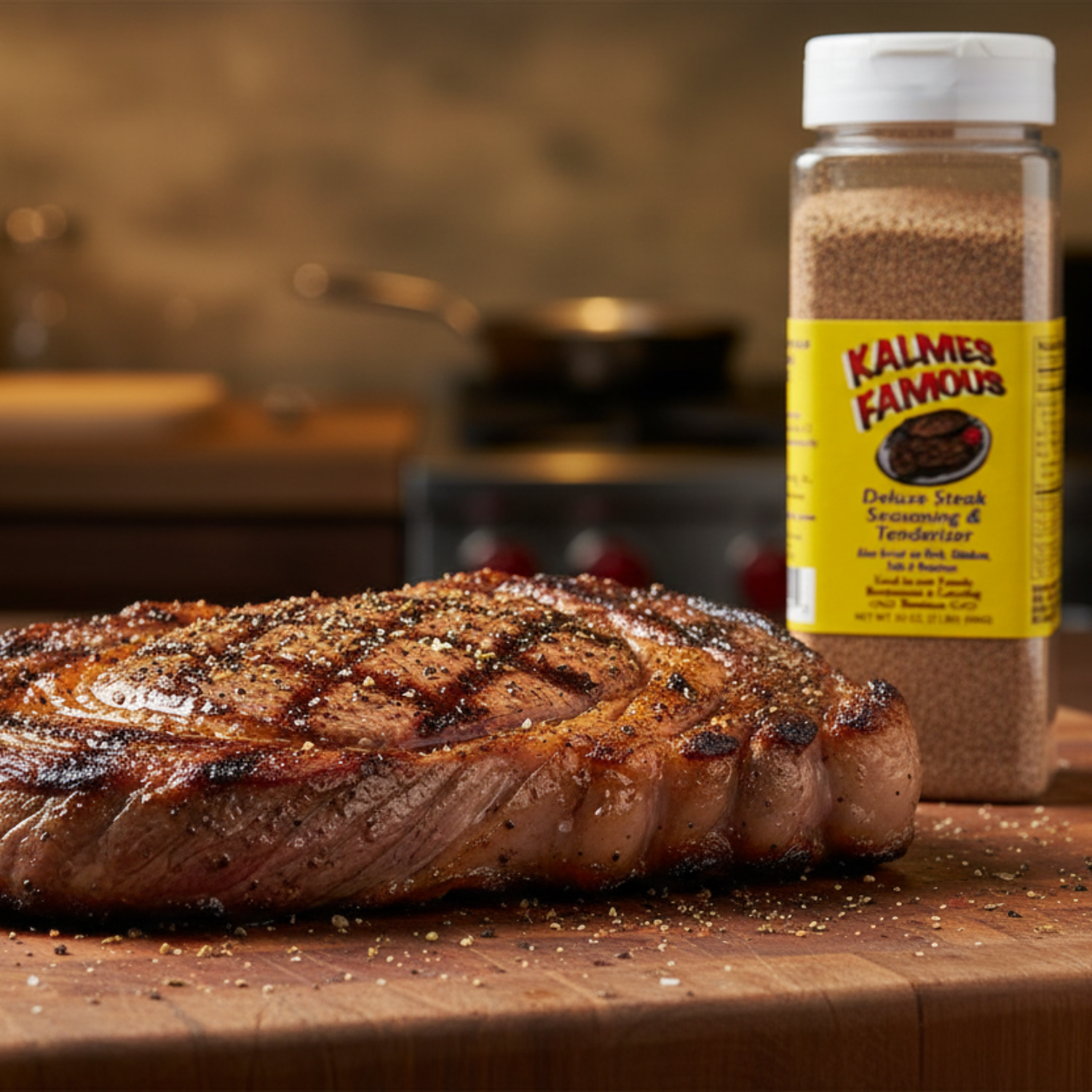 Grilled Steak with Kalmes Bottle