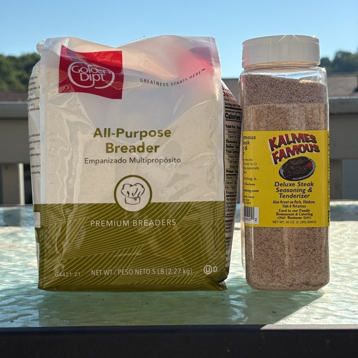 Kalmes 2-in-1 Seasoning (32 oz) + Golden Dipt Breading Bundle – Pro Size - Kalmes Foods Co