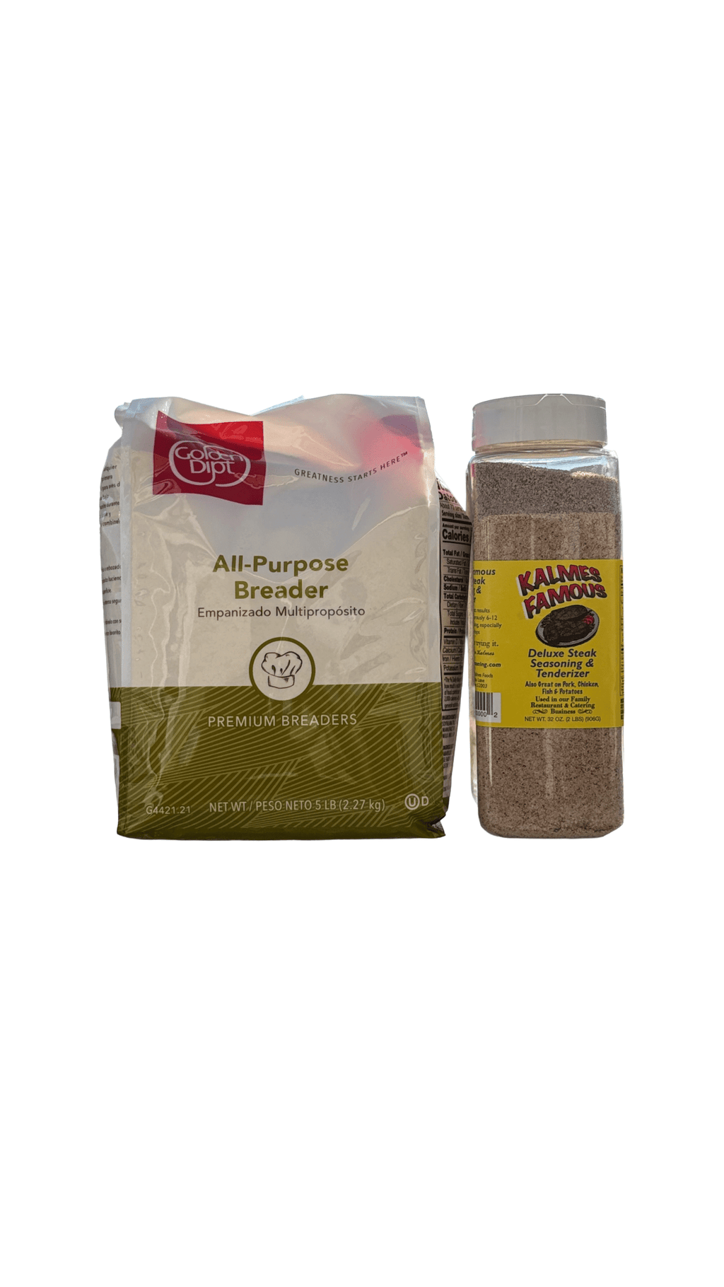 Kalmes 2-in-1 Seasoning (32 oz) + Golden Dipt Breading Bundle – Pro Size - Kalmes Foods Co
