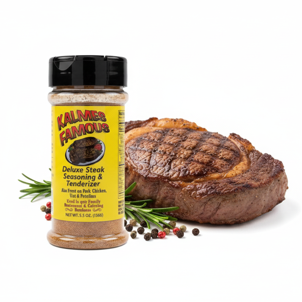 Kalmes Famous banner with steak