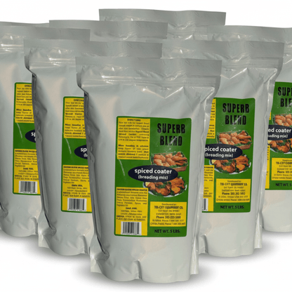  Case of 6 SUPERB BLEND Spiced Coater breading mix — bulk wholesale breading mix for restaurants and home cooks