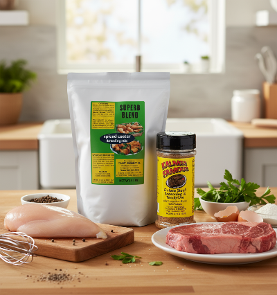 Starter Cooking Bundle - SUPERB BLEND Breading Mix & Steak Seasoning (5oz) - Kalmes Foods