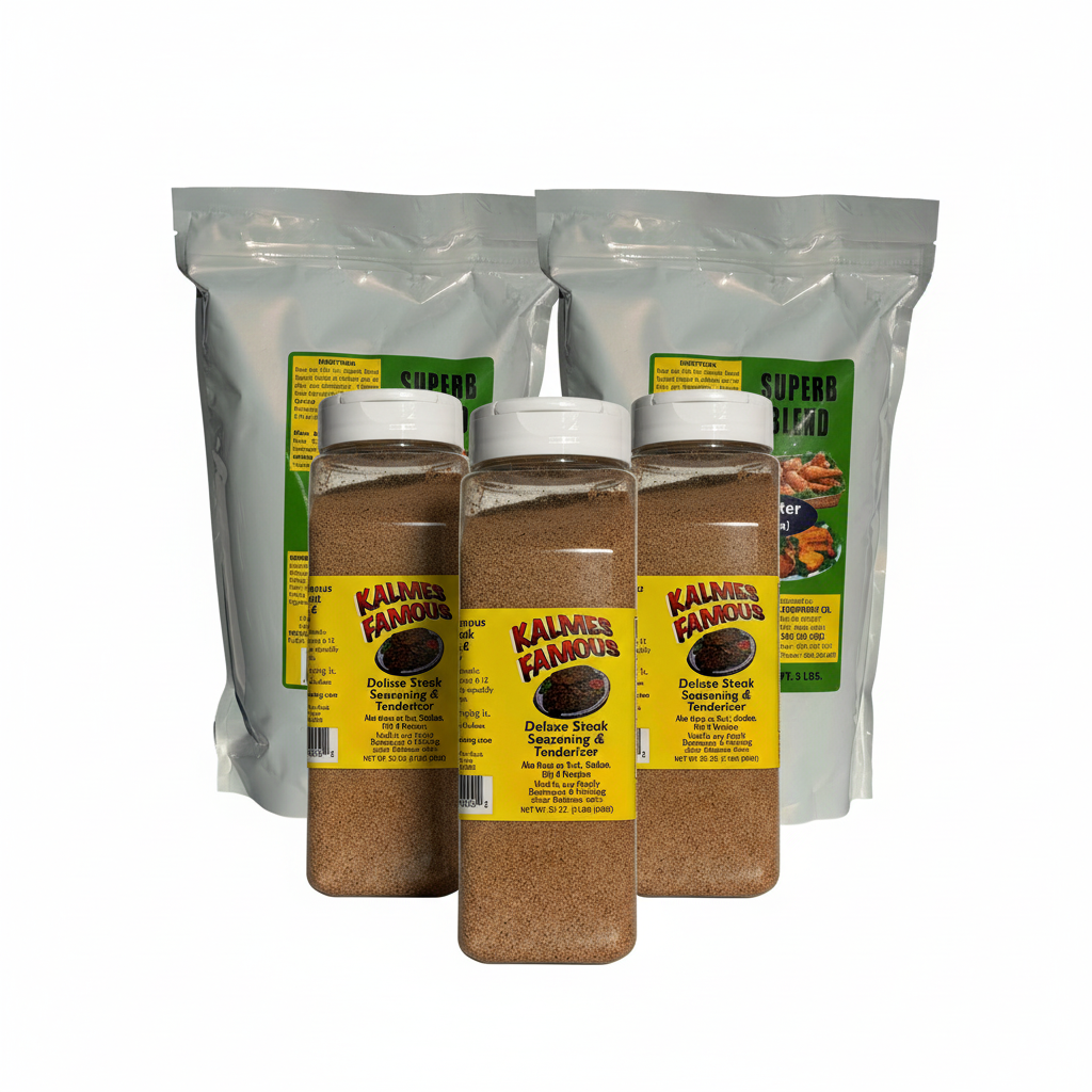Kalmes Restaurant Pack wholesale bundle — complete view of seasoning and breading mix for commercial kitchen use