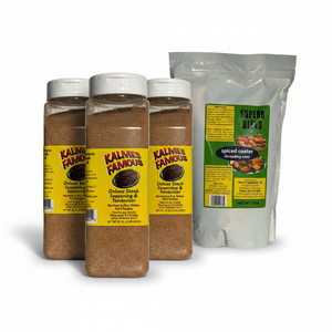 Restaurant Starter Pack wholesale bundle - 3 bottles Kalmes seasoning and 5lb SUPERB BLEND breading mix
