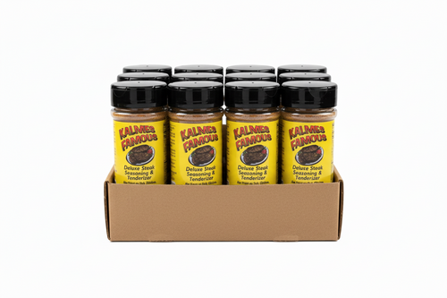 Case of 12 Kalmes Famous Seasoning 5oz bottles - wholesale case for retail stores and resale
